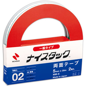 ニチバン ナイスタック 再生紙両面テープ 大巻 5mm×20m NW−5 1パック(2巻)