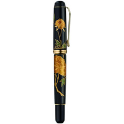 くれ竹万年毛筆 DBA140-9 夢銀河 山中塗蒔絵 華やぎの牡丹