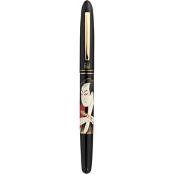 くれ竹手紙ペン ER186-112 蒔絵物語 役者絵 黒