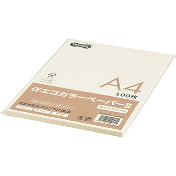 AECLCA4-PK αエコカラーペーパーII A4 ライトクリーム 少枚数パック 1冊(100枚) 汎用品 (322-9668
