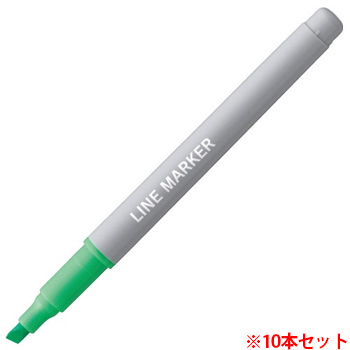 TS-LMS-G 蛍光マーカー シングルタイプ(キャップ式) グリーン 1セット(10本) 汎用品