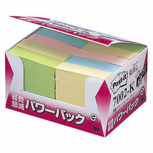 3M 7002-K ポスト・イット パワーパック 見出し 再生紙 50×15mm 混色