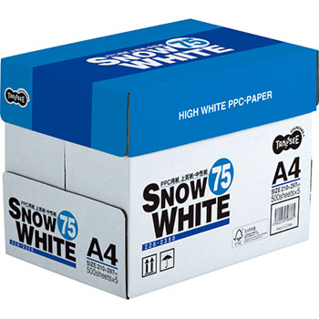 PPCSW75-A4 PPC用紙 SNOW WHITE 75 A4 (228-2350) 1箱＝500枚×5冊 75g