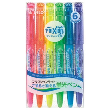 パイロット SFL-60SL-6C 蛍光ペン フリクションライト 6色(各色1本) (518-8314)