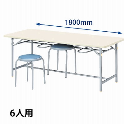 折りたたみ式6人用食堂テーブル シルバーフレーム