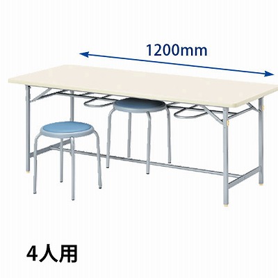 折りたたみ式4人用食堂テーブル シルバーフレーム