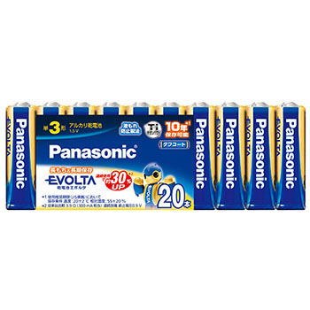 PANASONIC LR6EJ/20SW アルカリ乾電池 EVOLTA 単3形 (363-9887) 1パック(20本)