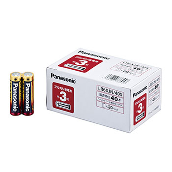 PANASONIC LR6XJN/40S アルカリ乾電池 単3形 (160-4030) 1箱(40本)