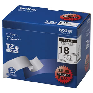BROTHER TZe-241V ピータッチ TZeテープ ラミネートテープ 18mm 白/黒文字 業務用パック