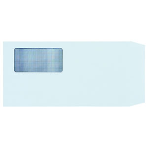 MN3-1000TB 業務用窓付封筒 長3 80g ブルー ワンタッチテープ付 裏地紋付 汎用品