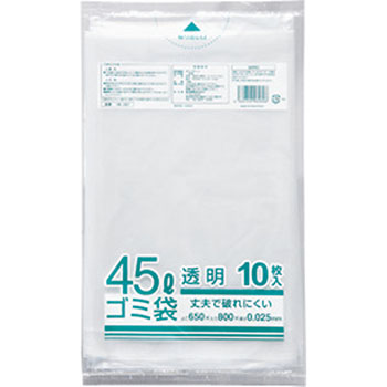 クラフトマン HK-087 透明 厚手ゴミ袋 45L 10枚 （466-6929）1パック=10枚