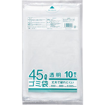 クラフトマン HK-087 透明 厚手ゴミ袋 45L 10枚 (466-6929)1パック=10枚