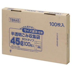 ジャパックス TBN45 容量表示入りポリ袋 乳白半透明 45L BOXタイプ 6箱セット