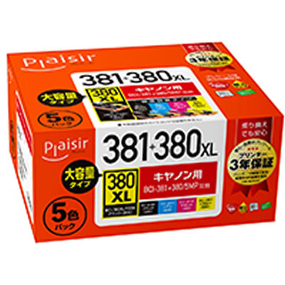 Plaisir PLE-C381-5P インク マルチパック 汎用品 PLE-C381(BK/C/M/Y)+PLE-C380XLB