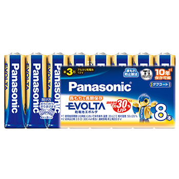PANASONIC LR6EJ/8SW アルカリ乾電池 EVOLTA 単3形 (266-6082) 1パック(8本)