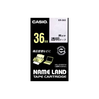 CASIO XR-36X スタンダードテープ 36mm 透明 黒文字