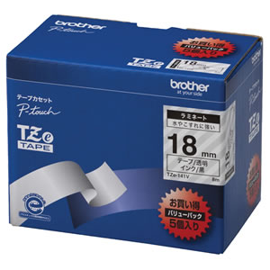 BROTHER TZe-141V ピータッチ TZeテープ ラミネートテープ 18mm 透明/黒文字 業務用パック