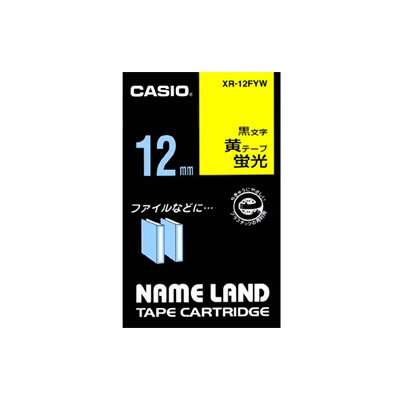 CASIO XR-12FYW 蛍光色テープ 3.5mm 蛍光黄 黒文字