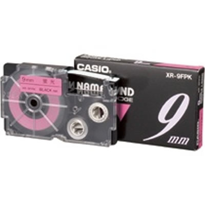 CASIO XR-9FPK 蛍光色テープ 9mm 蛍光ピンク 黒文字