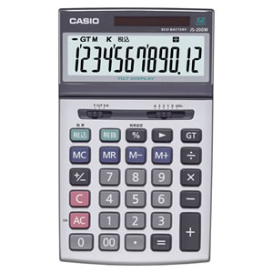 CASIO JS-200W-N 本格実務電卓 12桁 ジャストサイズ