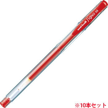 三菱鉛筆 UM100EW.15 ゲルインクボールペン ユニボール シグノ エコライター 0.5mm 赤 10本セット