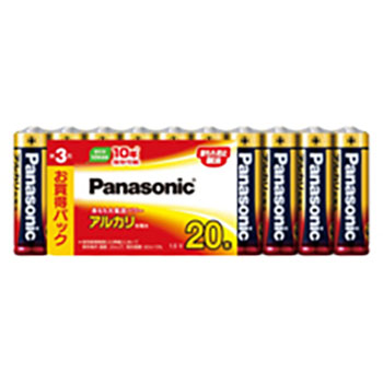 PANASONIC LR6XJ/20SW アルカリ乾電池 単3形 (564-3554) 1パック(20本)