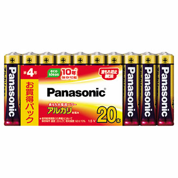 PANASONIC LR03XJ/20SW アルカリ乾電池 単4形 (162-4052) 1パック(20本)