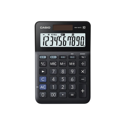 CASIO MW-100TC-BK-N W税計算対応電卓 10桁 ブラック