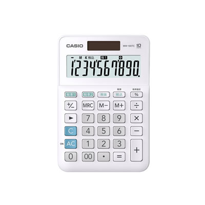 CASIO MW-100TC-WE-N W税計算対応電卓 10桁 ホワイト