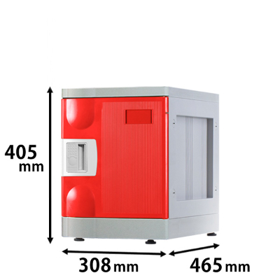 プラスチックロッカー Sタイプ ベース付  レッド