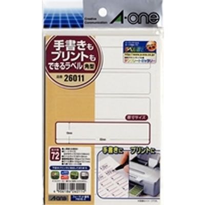 エーワン 26011 手書きもプリントもできるラベル 角型6面 82mm×19mm