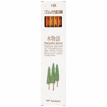 トンボ鉛筆 LG-KEAHB ゴム付鉛筆 木物語 HB 1ダース(12本)