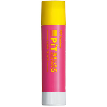 トンボ鉛筆 PT-TCY81 スティックのり 消えいろピット S ネオンイエロー 約10g (本体色:ピンク)