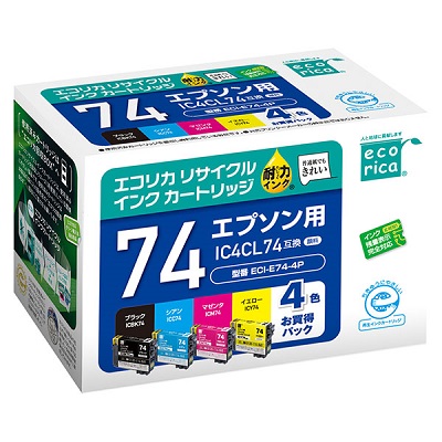 エコリカ ECI-E74-4P インクカートリッジ 4色パック