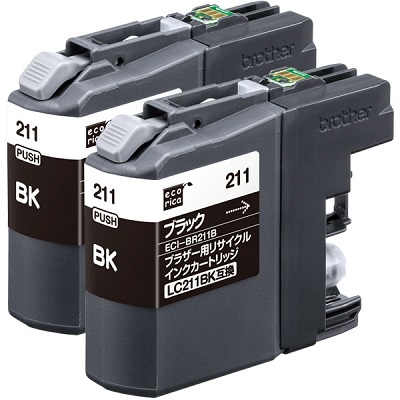 エコリカ ECI-BR211B-2P リサイクルインク ブラック 2個パック