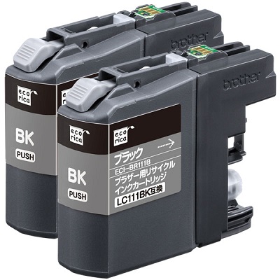 エコリカ ECI-BR111B-2P リサイクルインク ブラック 2個パック