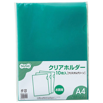OCHA4-10CG カラークリアホルダー単色タイプ A4 クリスタルグリーン 汎用品