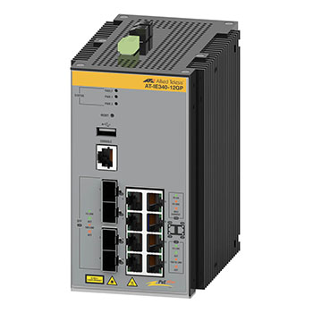 AT-IE340-12GP 産業用インテリジェントレイヤー3スイッチ PoE給電対応 8ポート SFP4スロット 3877R