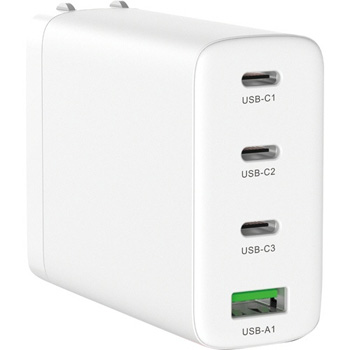 ハイディスク ML-PDUS4PG100WH GaN採用ACチャージャー PD対応 Type-C/3ポート Type-A/1ポート