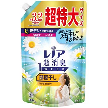 P&G PG217561 レノア 超消臭1week 部屋干しおひさまの香り つめかえ用 超特大 1280mL