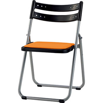 折りたたみアルミパイプ椅子 座：布張り オレンジ