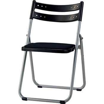 折りたたみアルミパイプ椅子 座：布張り ブラック