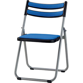 折りたたみアルミパイプ椅子 背・座：布張り スモークブルー