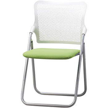 折りたたみスチールパイプ椅子 背：樹脂 座：S-fit 布張り モスグリーン