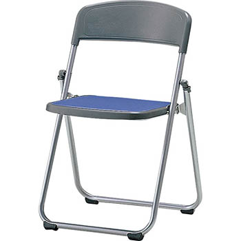折りたたみアルミパイプ椅子 背：樹脂 座：レザー張り ブルー