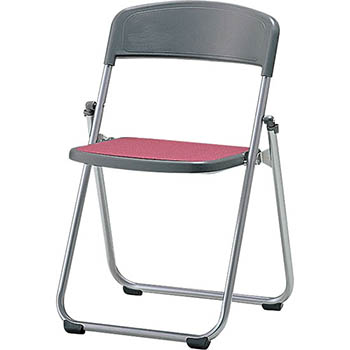折りたたみアルミパイプ椅子 背：樹脂 座：布張り ローズ