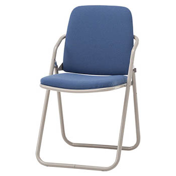 折りたたみスチールパイプ椅子 ハイバック 背・座：布厚張り ブルー