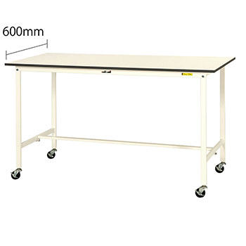 ワークテーブル150 移動式H1035 幅1800 奥行600 低圧メラミン化粧板 ホワイト