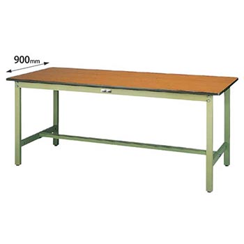 ワークテーブル300 固定式 幅1800 奥行900 木目ポリエステル天板 グリーン