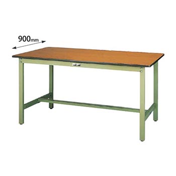 ワークテーブル300 固定式 幅1500 奥行900 木目ポリエステル天板 グリーン